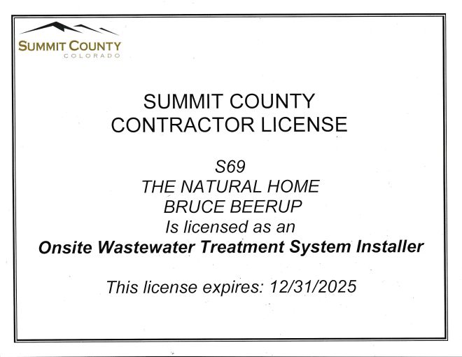 Wastewater treatment system installer contractor license